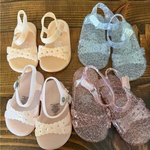 Kids Glitter Jelly Sandals - Pink and Clear